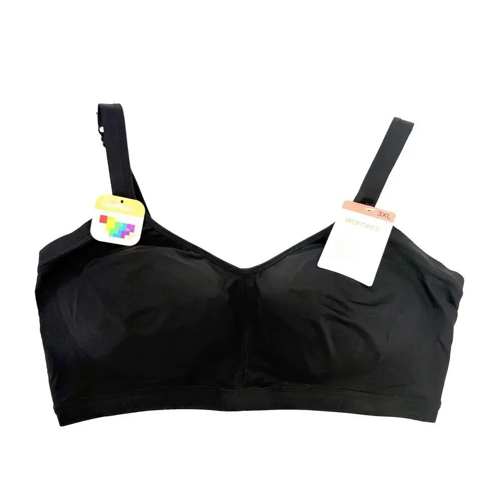 Warners Lightly Lined Wireless Bra “All You Need”Black 3XL New